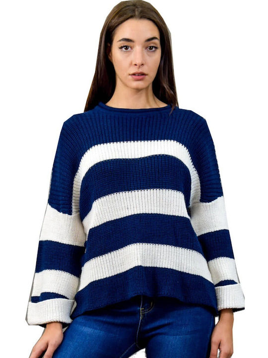 Markiz Women's Long Sleeve Sweater Striped Blue