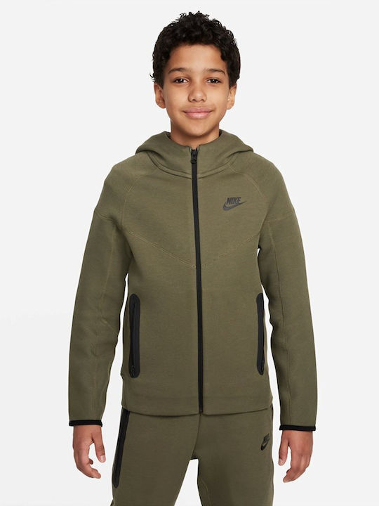 Nike Sportliche Kinder-Strickjacke mit Kapuze Khaki