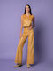 Damen Stoff Hose Gelb