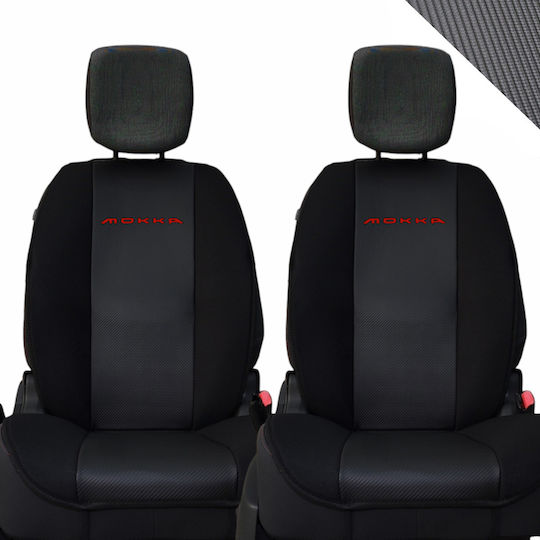 Πλατοκάθισμα Αυτοκινήτου 2τμχ Δερματίνη Carbon Opel Mokka Μαύρα