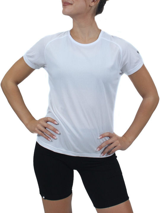 Women's Athletic Blouse Short Sleeve Fast Drying White