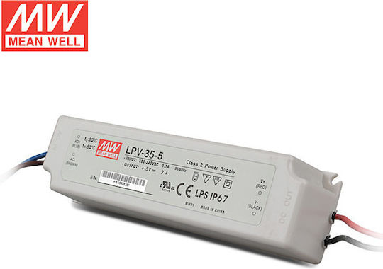 Mean Well LED Power Supply Waterproof IP67 Power 35W with Output Voltage 5V