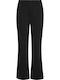 Women's High-waisted Fabric Capri Trousers Flared Black