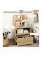 Wooden Bedside Table Beige 45x35x73cm