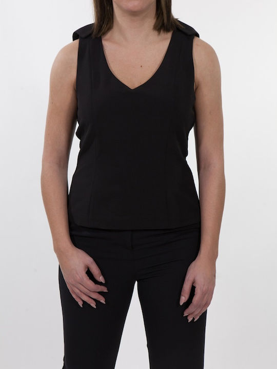 Momo Fashion pentru Femei Bluză Fără mâneci Neagră