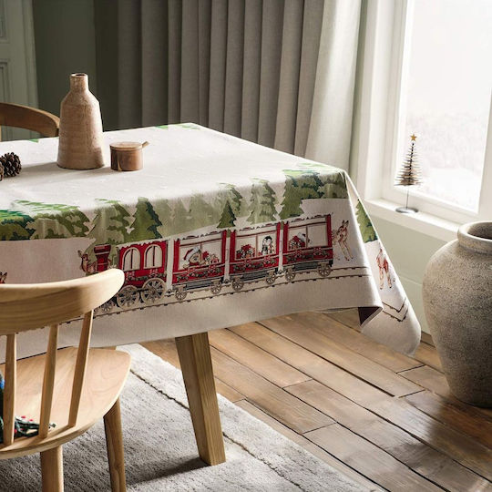 Gofis Home Weihnachtlich Tischtuch Stoff Beige L180xB135cm.