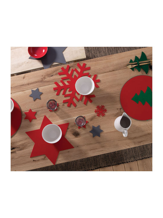 Nef-Nef Homeware Ornament de Crăciun Coaster Material textil Roșu M11xL11xD4cm 1buc 033953