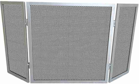 Frans Metallic Fireplace Screen with 3 Panels 90x50cm Silver