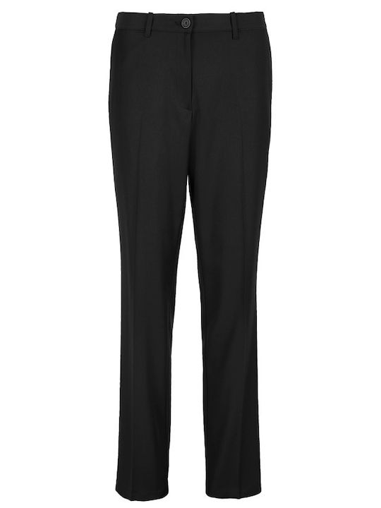 Neoblu Women's Fabric Trousers with Elastic Deep Black