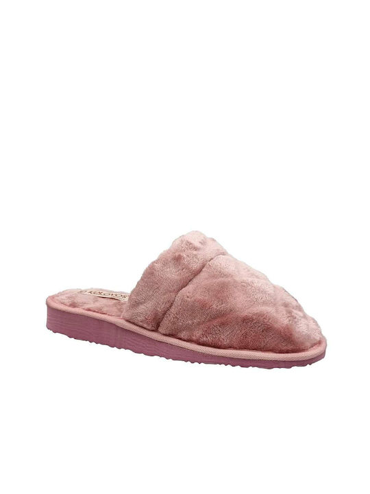 Kolovos Women's Slippers with Fur Pink
