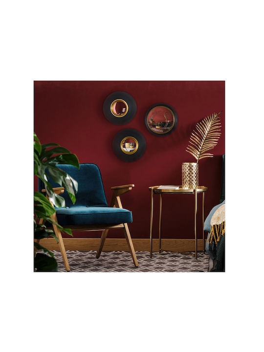 The Home Deco Factory Wandspiegel mit Schwarz Kunststoff Rahmen Durchmesser 25.5cm 3Stück