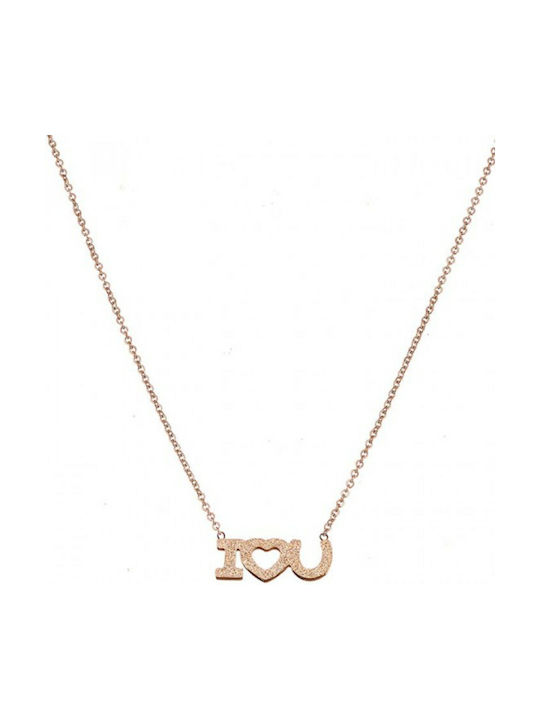 Necklace from Pink Gold Plated Steel