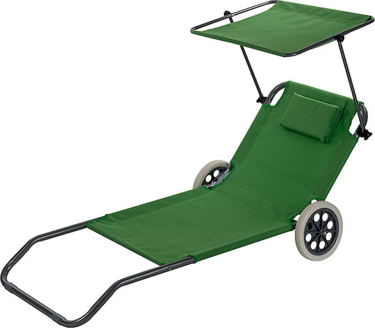 Muhler Beach Sunbeds Green Foldable Steel 147x52x24cm 4 Pieces