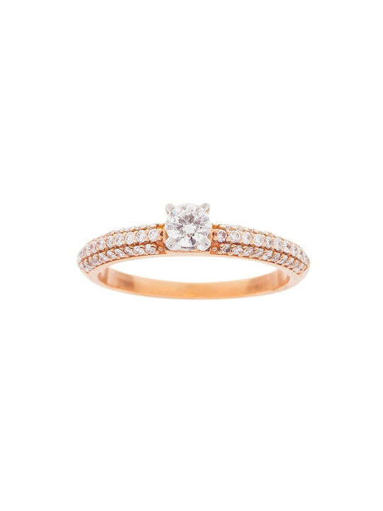 Vitopoulos Single Stone Ring made of Rose Gold 18K with Diamond