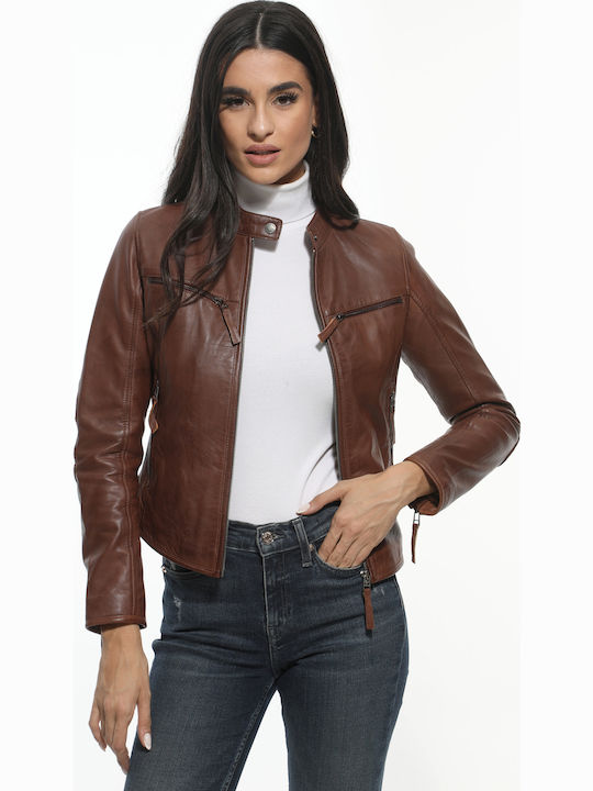 Newton Leather Κοντό Δερμάτινο Γυναικείο Μπουφά...