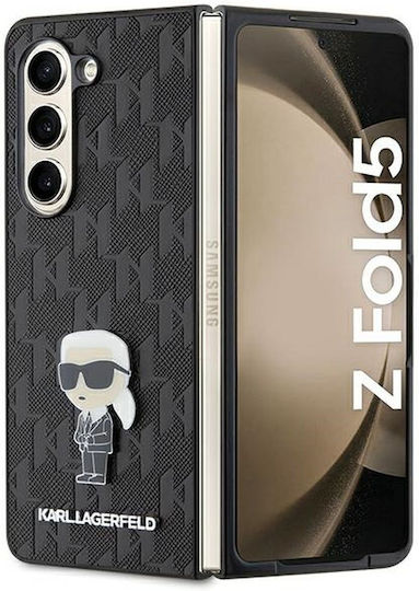 Karl Lagerfeld Saffiano Monogram Ikonik Pin Back Cover Πλαστικό Μαύρο (Galaxy Z Fold5)
