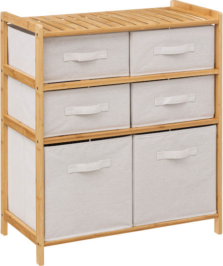 Συρταριέρα Κρεβατοκάμαρας Ξύλινη Tidy Box με 6 συρτάρια Μπεζ με Υφασμάτινη Επένδυση 66x33x78.5εκ.