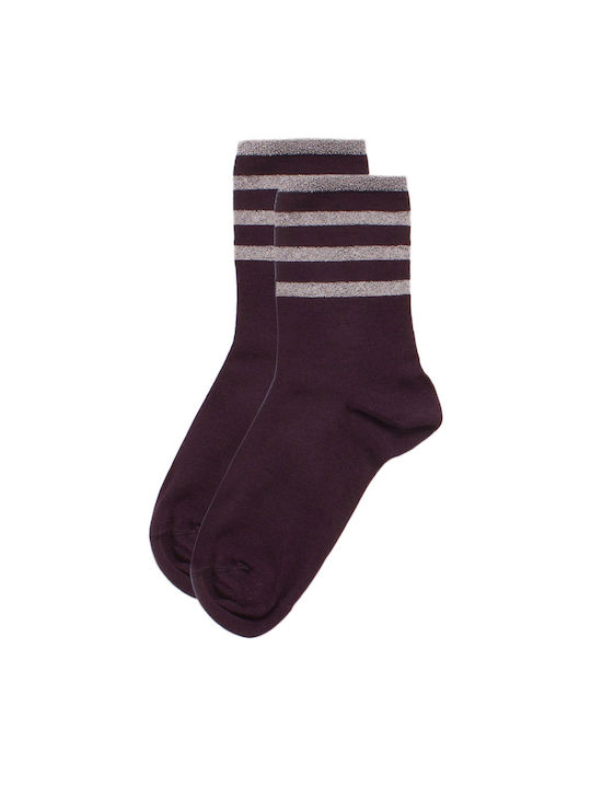 Pro Socks Bamboo Soft Lurex Γυναικείες Κάλτσες με Σχέδια Μωβ