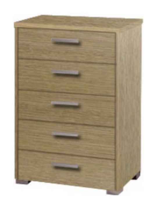 Wooden Chest of Drawers with 5 Drawers Walnut 60x45x90cm