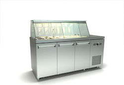 ID Italian Frigider Inoxidabil de Banc Salată cu Sertar și Unitate de Răcire L180xl70xH126cm