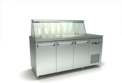 ID Italian Frigider Inoxidabil de Banc Salată cu Sertar și Unitate de Răcire L180xl70xH126cm