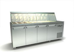 ID Italian Frigider Inoxidabil de Banc Salată cu Sertar și Unitate de Răcire L225xl70xH126cm -ID