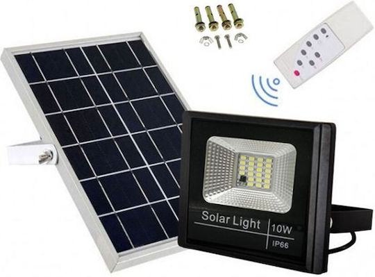 Jortan Waterproof Solar LED Floodlight 10W Cold White 6500K with Remote Control IP66