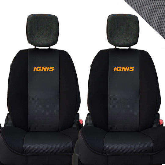 Car Seat Back 2pcs Leatherette Carbon Black