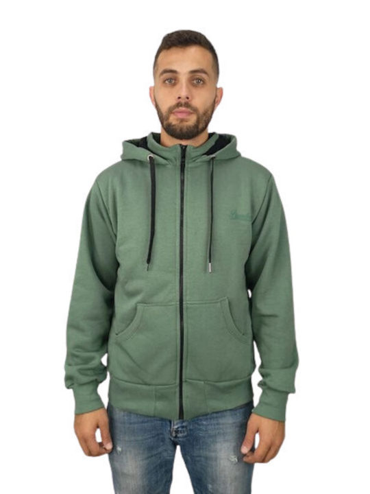 Paco & Co Men's Sweatshirt Jacket with Hood and Pockets GREEN