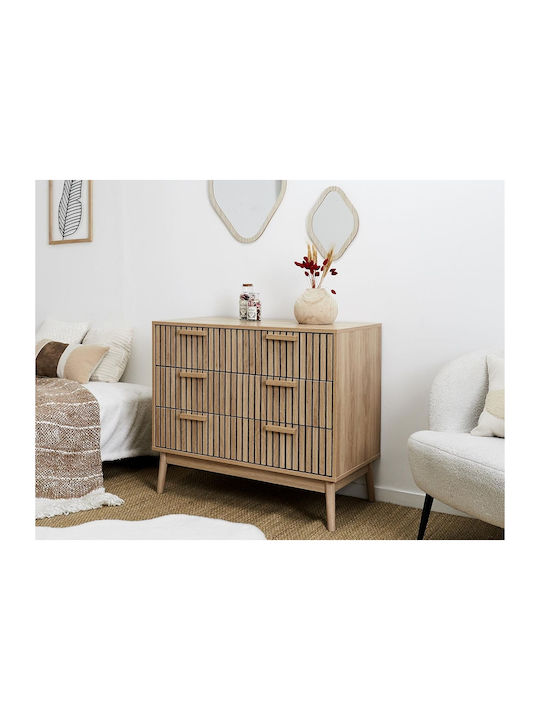 Wooden Chest of Drawers with 3 Drawers 90x49x79cm