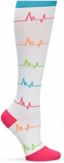Nurse Mates Socks Calf High Graduated Compression Compression graded socks 12-14 MmHg 12-14 mmHg Ekg White