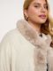 Damenmantel Beige mit Fell-Details