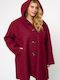 Gelockt Frauen Μπορντό Jacke mit Kapuze