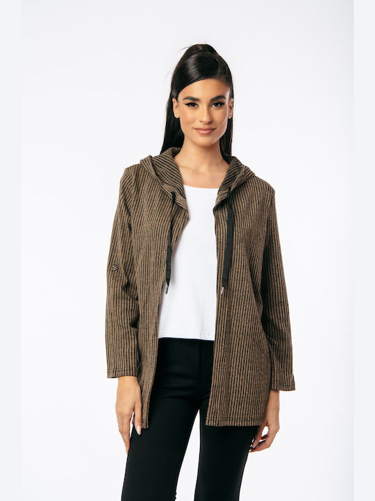 Boutique Women's Knitted Cardigan with Buttons Coffee