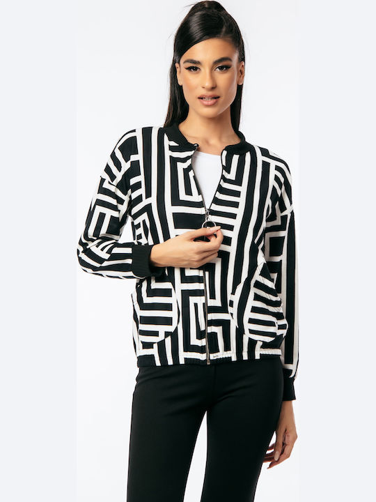 Boutique Γυναικεία Ζακέτα με Φερμουάρ Άσπρο