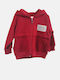 Kids Cardigan Cotton with Hood burgundy