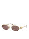 Unisex Sonnenbrillen mit Gold Metallischer Rahmen und Braune Spiegel Gläser