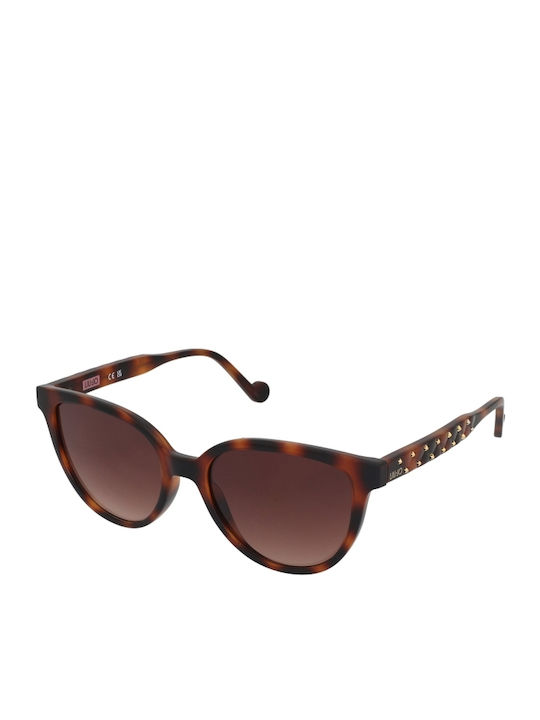 Liu Jo Women's Sunglasses with Brown Tartaruga Plastic Frame and Brown Gradient Lens