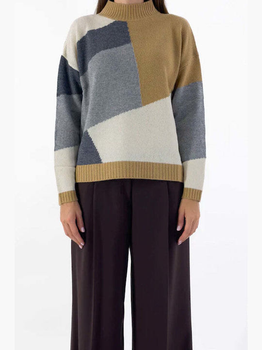 Emme Damen Langarm Pullover Wolle Multicolour (Multicolour)