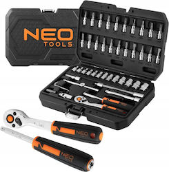 Neo Tools Set de chei tubulare și clichet 1\4" 46buc