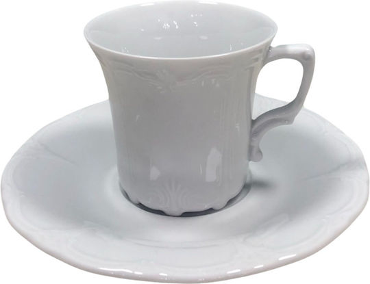 Cryspo Trio Set of Cups Coffee Porcelain White 110ml 6pcs