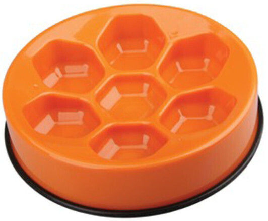 M-Pets Schalen Futter & Wasser Langsame Fütterung für Hund in Orange Farbe