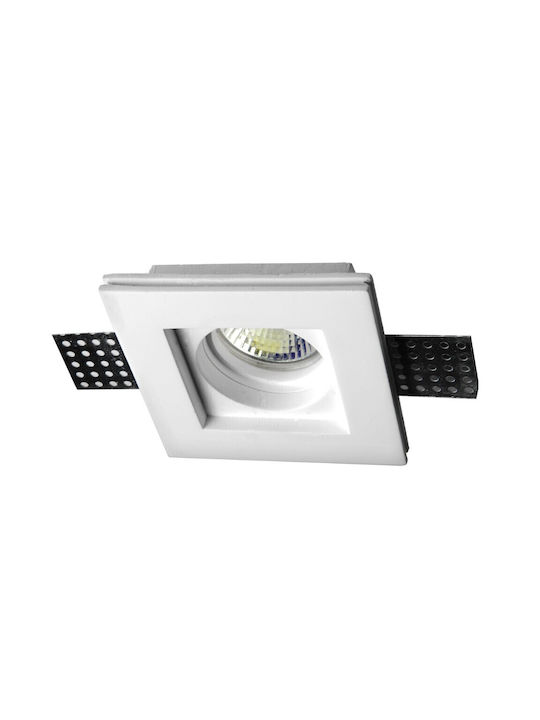 Square Plaster Recessed Spot with Socket GU5.3 1pcs
