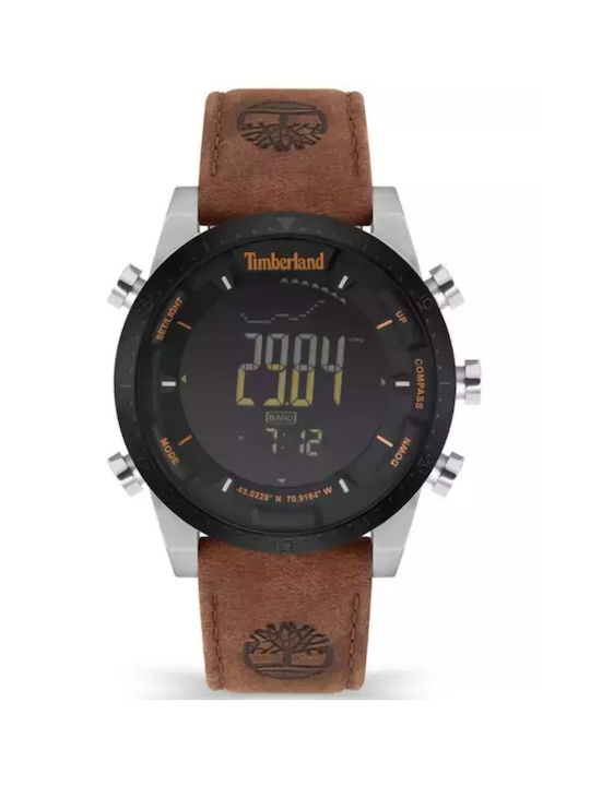 Timberland Uhr Chronograph Batterie mit Braun Lederarmband