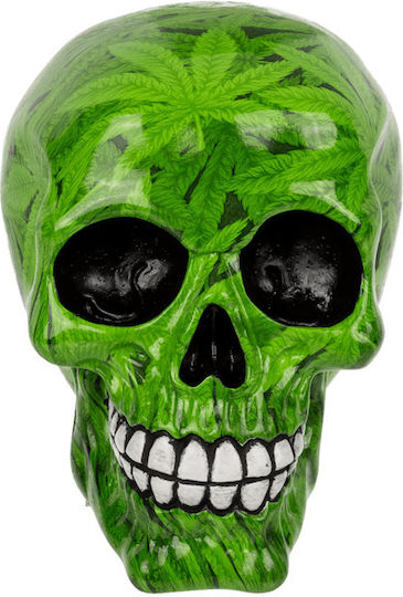 Out of the Blue Skull Money Box Ceramic Green 15x12cm