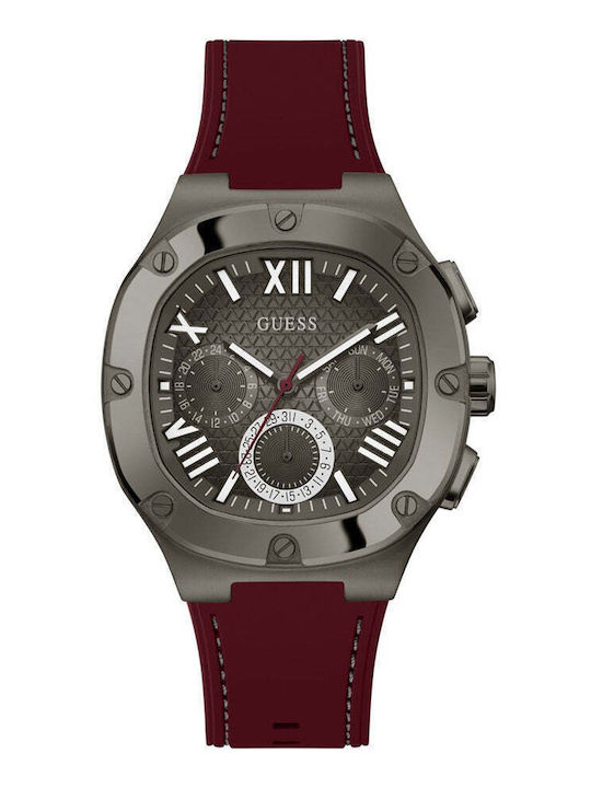 Guess Headline Ανδρικό Ρολόι 42mm Μπαταρίας με Μπορντό Καουτσούκ Λουράκι