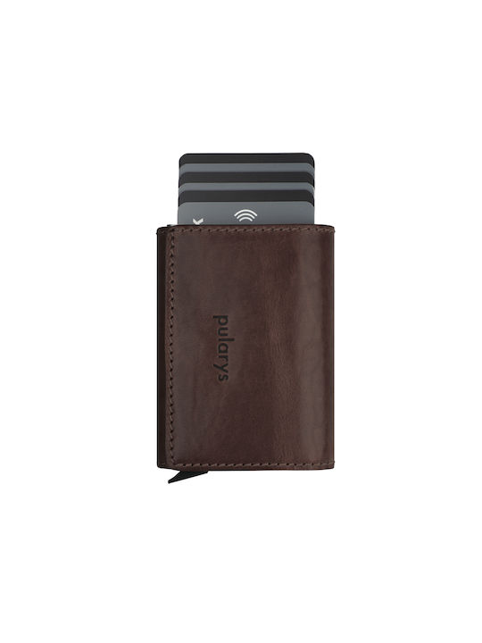 Pularys Men's Card Wallet with RFID Brown