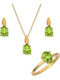 Verorama Set with Necklace , Earrings & Ring from Silver Gold Plated with Stones