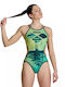 Arena One Double One-Piece Swimsuit BLACK-SOFT GREEN MULTI