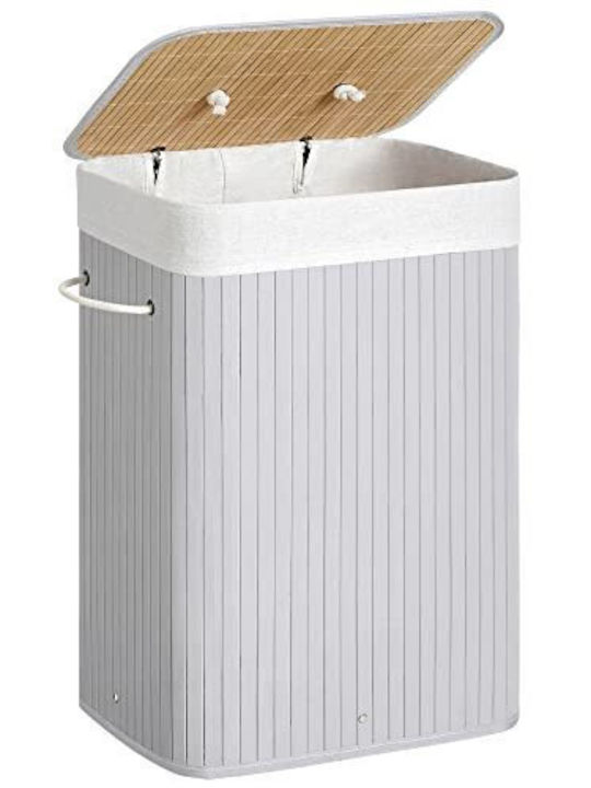 Songmics Bamboo Laundry Basket with Lid 40x30x60cm Gray